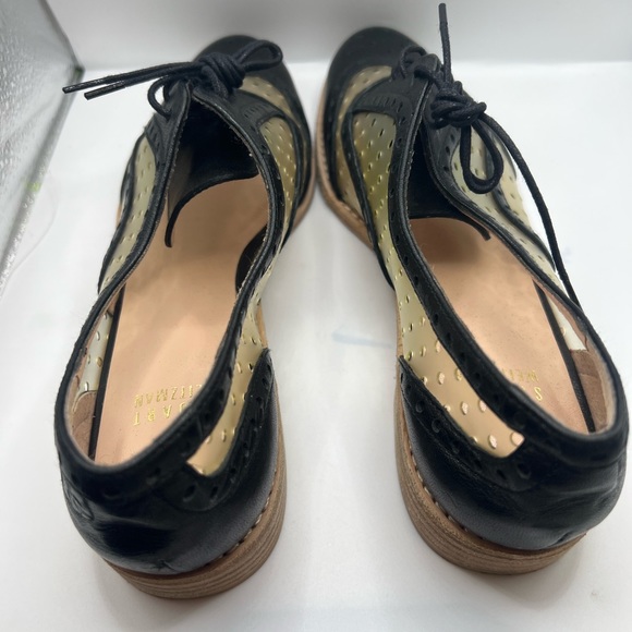 Stuart Weitzman Dandy Wingtip Black Leather Clear Vinyl Oxfords 7N Spain Womens - Picture 4 of 8